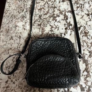 Awesome black leather crossbody bag